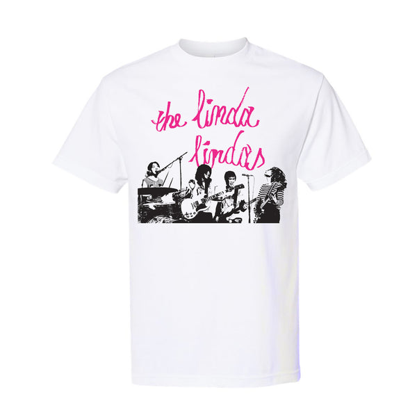 the linda lindas Headline Tour 2025 - Adult White T-Shirt front