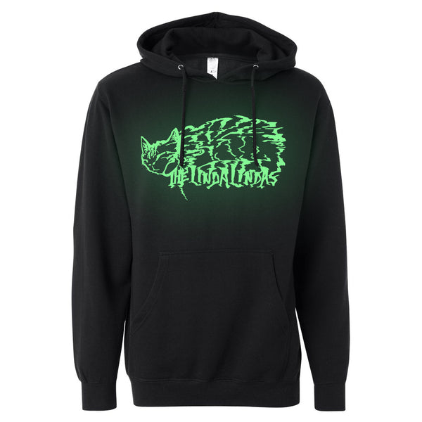 the linda lindas Sleeping Cat (Glow In The Dark) - Adult Black Hoodie glowing