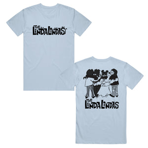 the linda lindas Yusuke Hanai  - Adult Powder Blue T-Shirt front and back