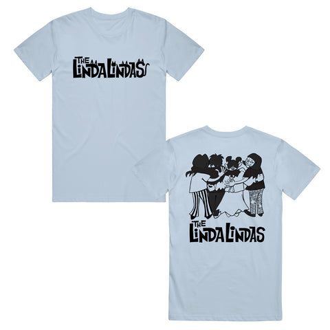 the linda lindas Yusuke Hanai  - Adult Powder Blue T-Shirt front and back