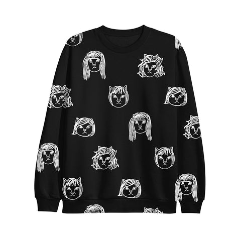 Cats Pattern - Adult Black Sweater